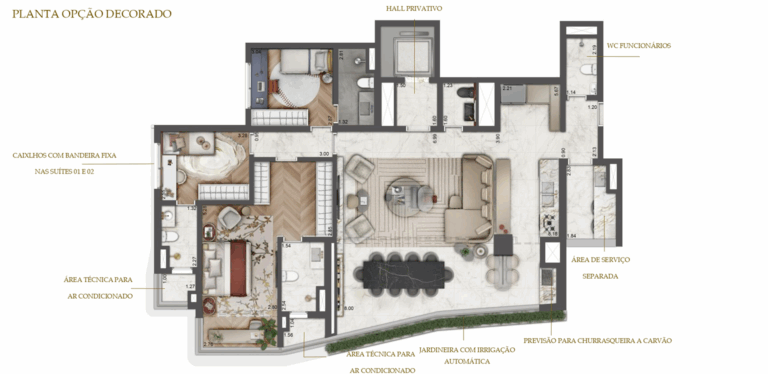 PLANTA TIPO PADRÃO - OPÇÃO DE DECORAÇÃO